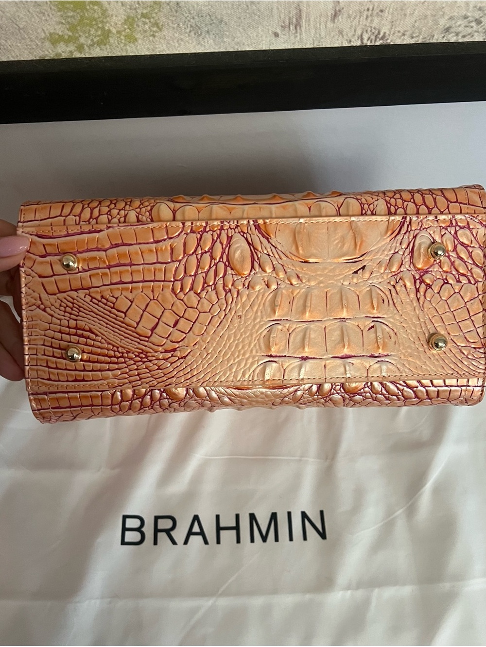 Brahmin Rose Gold Croc-Embossed Satchel - Picture 9 of 11
